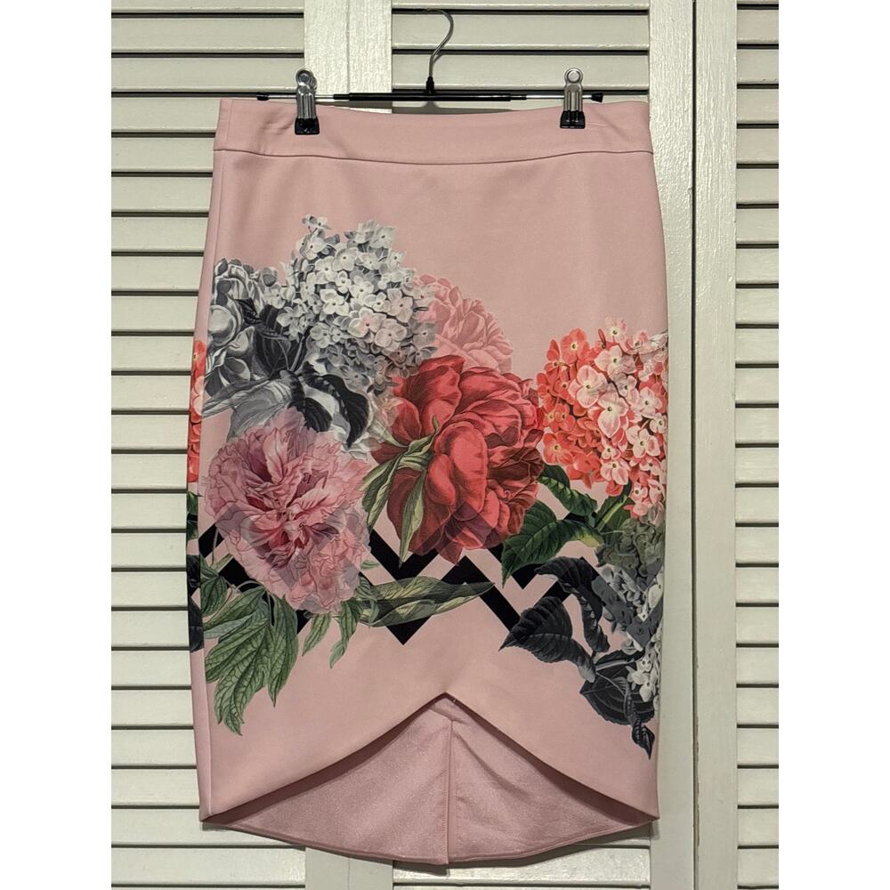 TED BAKER LONDON Soella Cutaway Skirt Palace Gardens Pink Flower Print Size 2